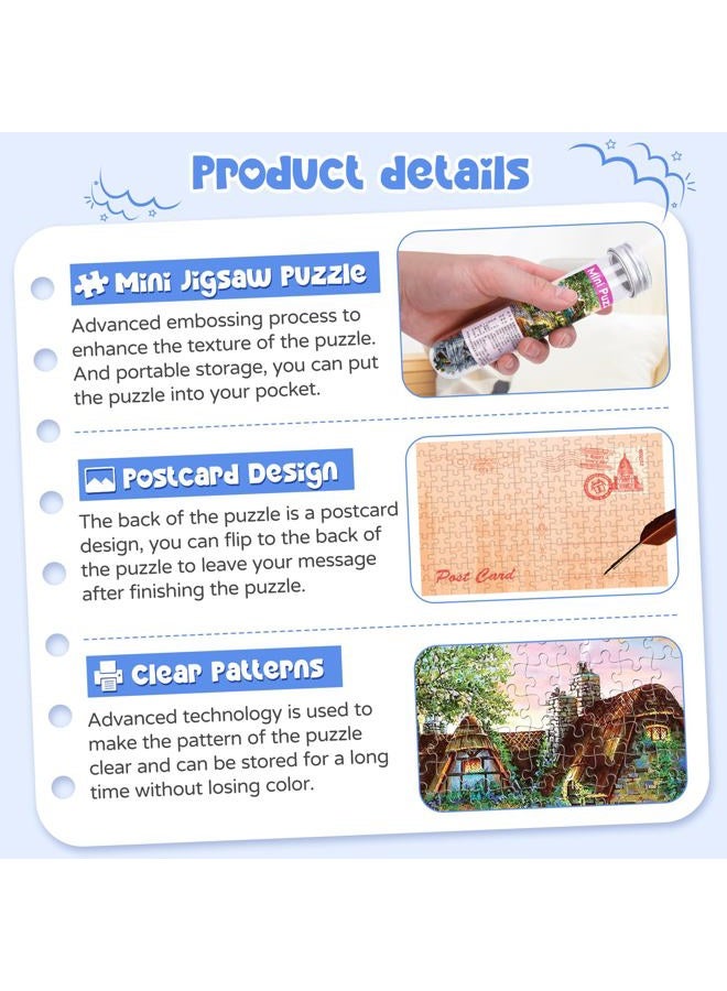 LOSFPVR 234 Pieces Mini Jigsaw Puzzles for Adults & Kids, 6" x 4" Small Jigsaw Puzzles Capsule Tube Jigsaw Puzzles Intelligent Game, Starry Night Space Astronaut Dusk Village 3 Pack - Image 3