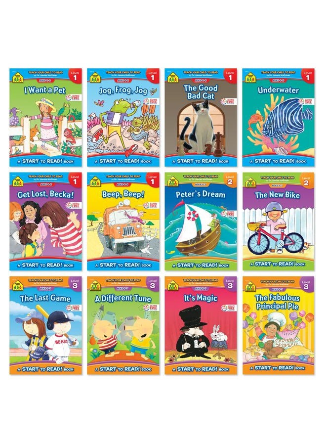 School Zone Start to Read!® 15-Book Set - Progressive Reading Levels 1, 2 and 3 - 240 Pages, Ages 4-7, Preschool, Kindergarten, 1st Grade, 2nd Grade (School Zone Start to Read!® Book Series) - Image 1