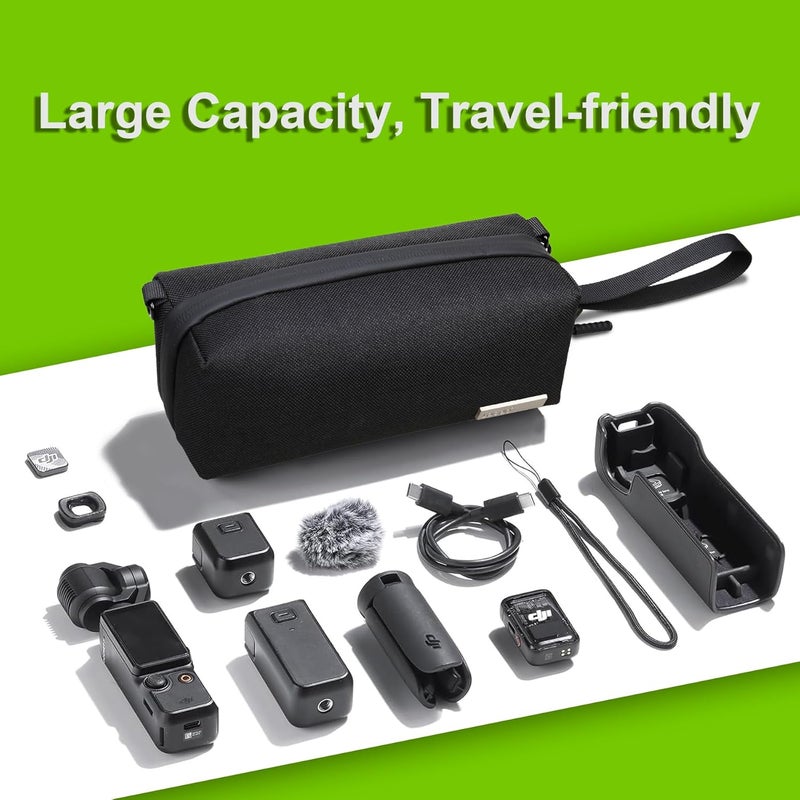 Lacdo Carrying Case for DJI Osmo Pocket 4 3, Carrying Bag for DJI Osmo Pocket 4 3 Creator Combo Accessories, Portable Travel Storage Case for Osmo Pocket 4/3, All-in-One Case with Shoulder Strap,Black - Image 3