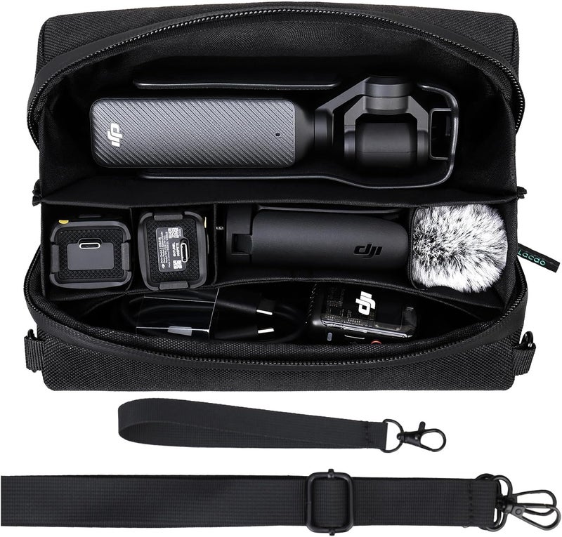 Lacdo Carrying Case for DJI Osmo Pocket 4 3, Carrying Bag for DJI Osmo Pocket 4 3 Creator Combo Accessories, Portable Travel Storage Case for Osmo Pocket 4/3, All-in-One Case with Shoulder Strap,Black - Image 1