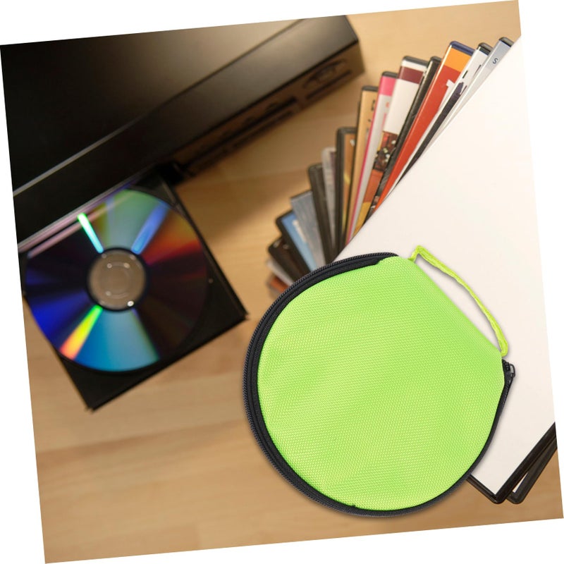 Green Large Capacity Round Oxford Fabric CD DVD Storage Case Zipper Holder For Car - Image 3