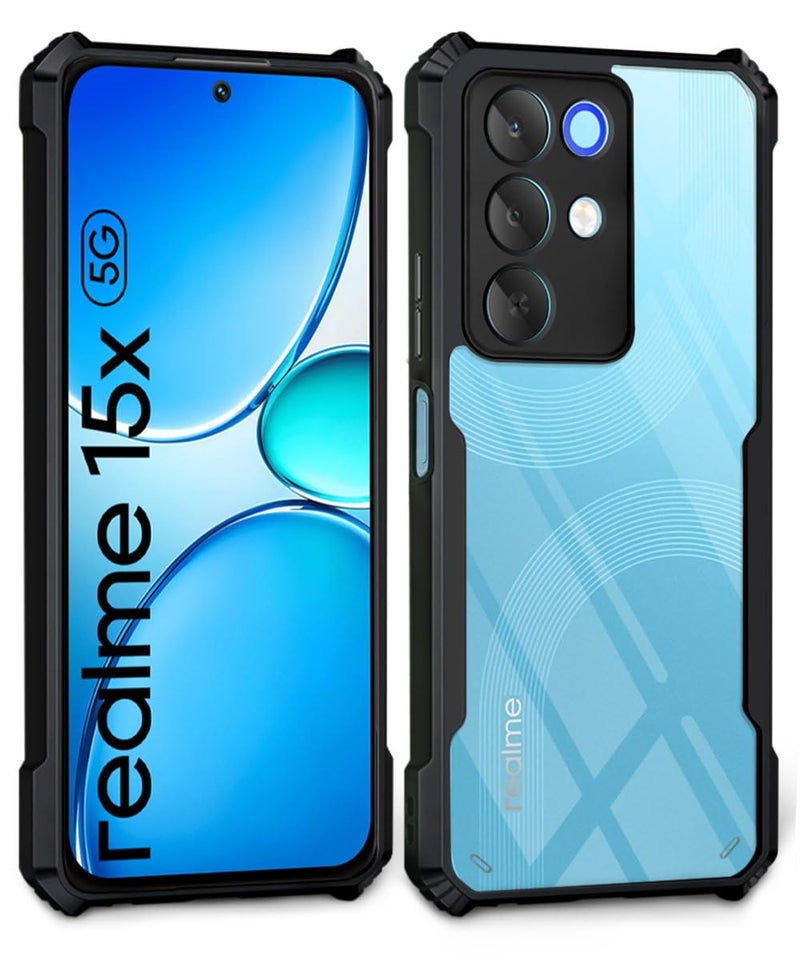 WOW IMAGINE Shock Proof Clear Back Case Mobile Cover for Realme Narzo 90X 5G / Realme C85 5G / Realme 15X 5G (Hard | Hybrid PC + TPU | Full Armour Device & Camera Protection | Black) - Image 2