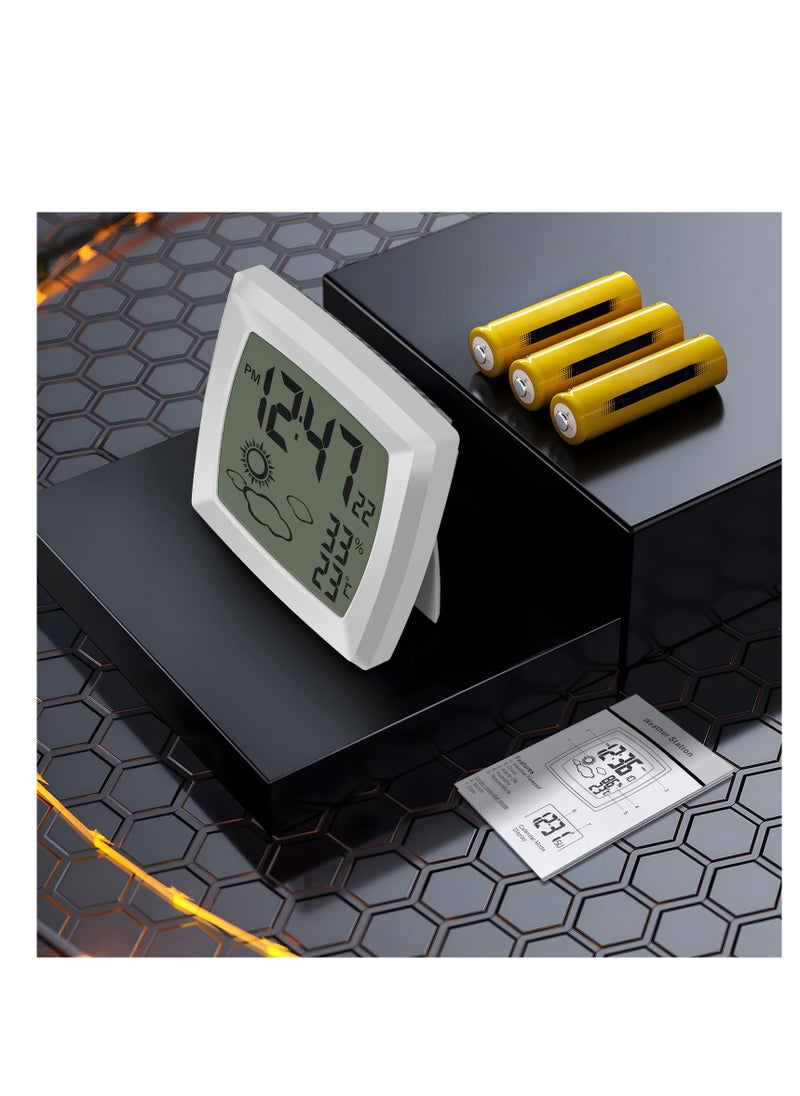 SYOSI - Travel Alarm Clock, Small Digital Clock, Weather Station Battery Operated Clock with Temperature in ℃/℉, Auto Backlight, 12/24H, Date, Smart Clock Battery Alarm Clocks for Bedrooms Bedside Clock - Image 1
