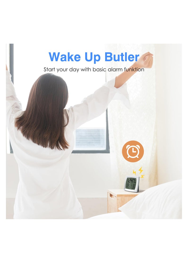 SYOSI - Travel Alarm Clock, Small Digital Clock, Weather Station Battery Operated Clock with Temperature in ℃/℉, Auto Backlight, 12/24H, Date, Smart Clock Battery Alarm Clocks for Bedrooms Bedside Clock - Image 1