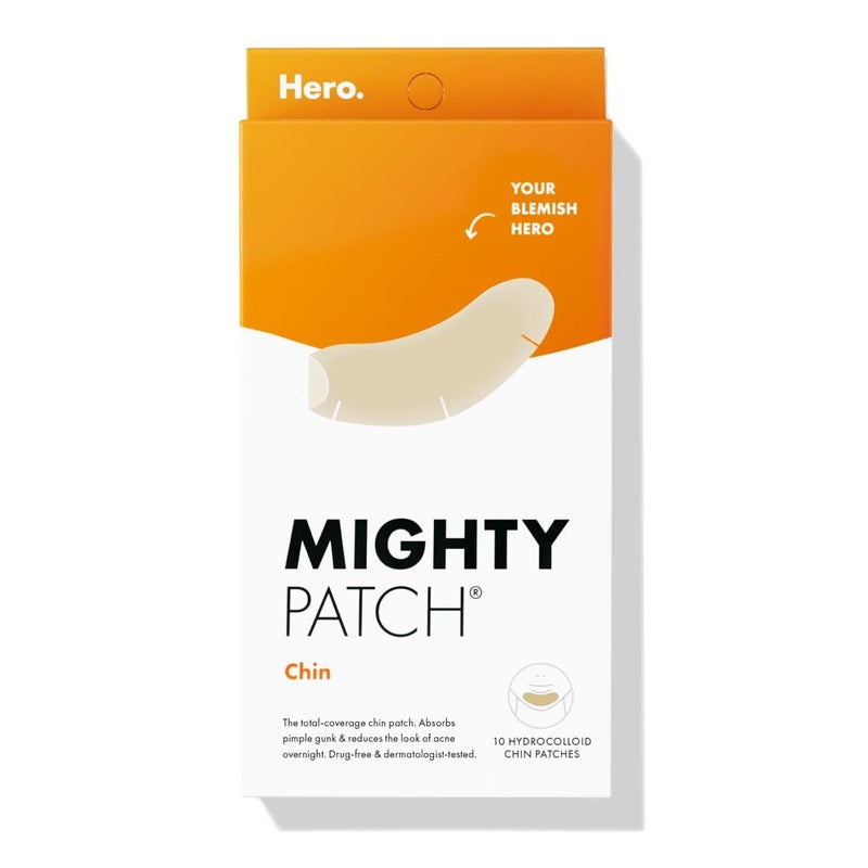Mighty Patch Hero Cosmetics Mighty Patch Chin Patch  XL Contoured Hydrocolloid Chin Patch for Blemishes and Pimples  NonIrritating 10 Count