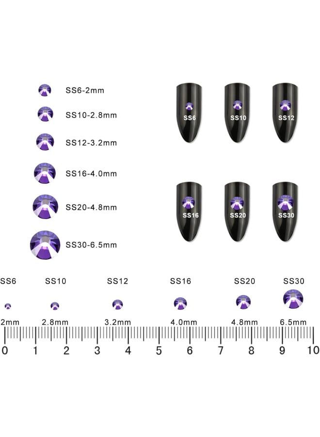 of 2160 Round Glitter Stones - Rhinestones Purple Velvet Large 4.8 mm for DIY Crafts - Hotfix Rhinestones SS20 Large in DIY Design (SS20, Purple Velvet) - Image 3