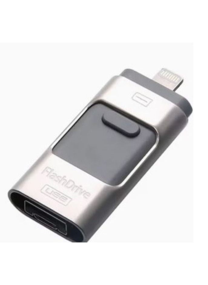 i-Flash - 3 in 1 Usb Flash Drive Expand Memory Stick Otg Pendrive for iphone iPad Android PC 64GB Grey - Image 1