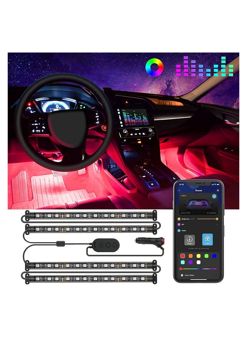 MUNTAQI 4PCS Waterproof Car Interior LED Strip Lighting, 2-Line Design RGB Car Light Kit APP Control Under Dash LED Lighting with Charger Waterproof RGB Strip Car Decorative LED Strip for Car Interior - Image 1