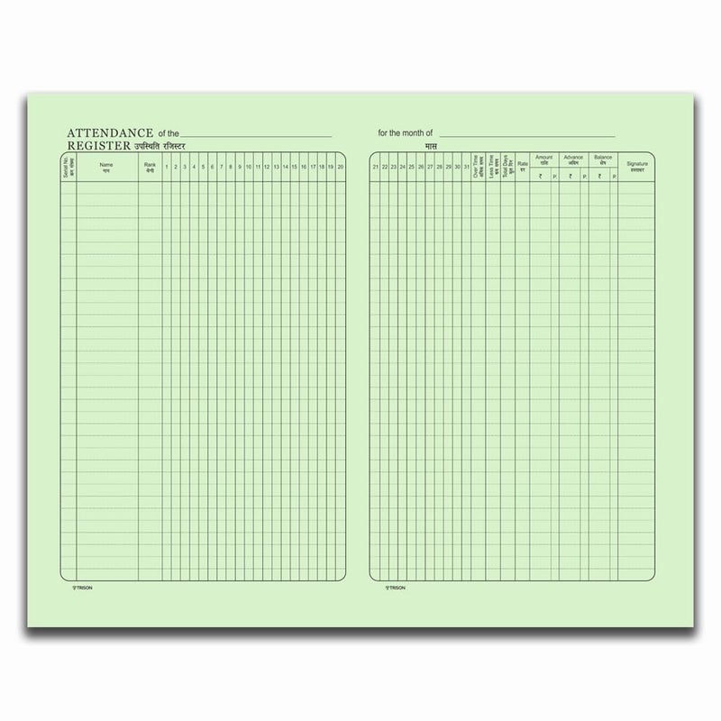 Trison Daily Attendance Register | 100 Pages | 19x32 cm | Hardbound | 31 Days Format | Ideal for Corporations, institutions, Offices & Schools | Quire 2 | Pack of 5 - Image 5