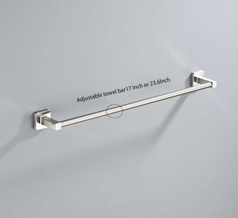 bluebyrne Brushed Nickel Bathroom Hardware Set 4 Pieces,Bathroom Accessories Set Stainless Steel Wall Mounted, Hand Towel Bar, Towel Ring, Robe Towel Hooks,Toilet Paper Holder,Towel Bar Set, 23.6 Inch - Image 3