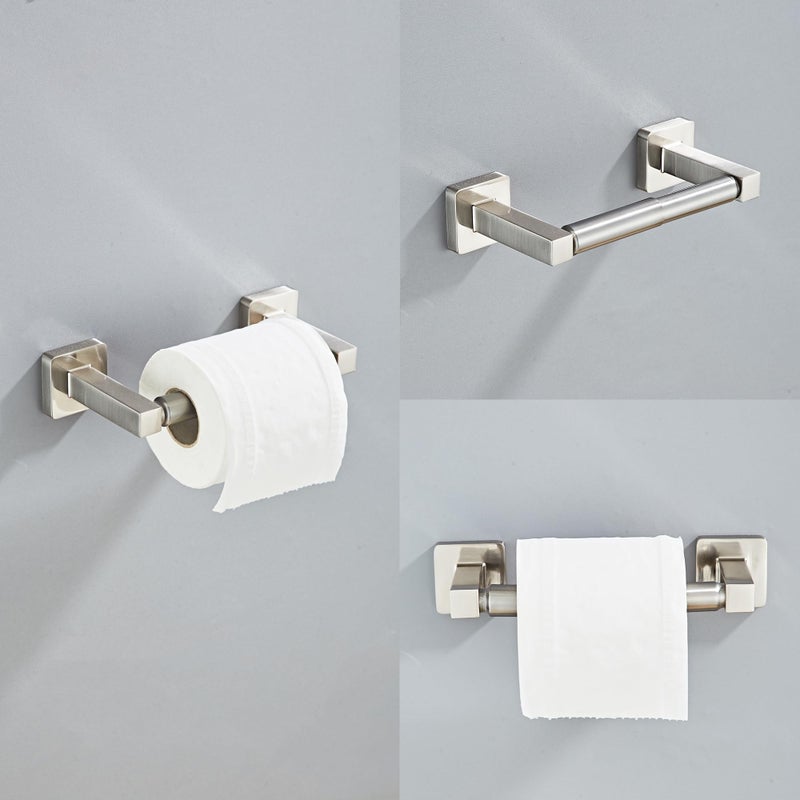 bluebyrne Brushed Nickel Bathroom Hardware Set 4 Pieces,Bathroom Accessories Set Stainless Steel Wall Mounted, Hand Towel Bar, Towel Ring, Robe Towel Hooks,Toilet Paper Holder,Towel Bar Set, 23.6 Inch - Image 5