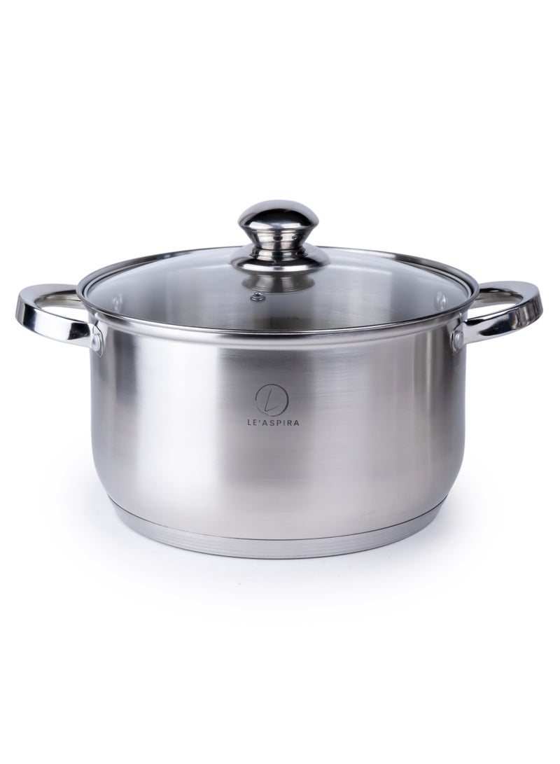 LE’ ASPIRA طقم أواني طهي من الفولاذ المقاوم للصدأ مكون من 12 قطعة، مقلاة، مقلاة، طقم طهي عالي التحمل بمقبض من الفولاذ المقاوم للصدأ - Image 2