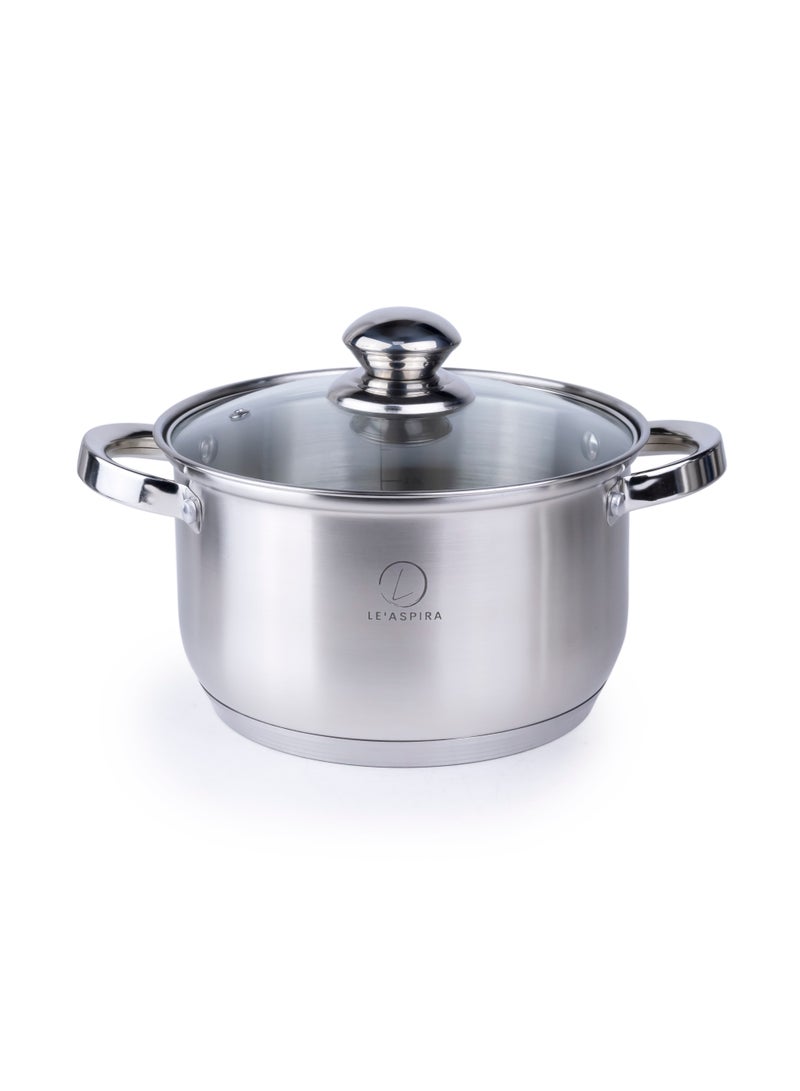 LE’ ASPIRA طقم أواني طهي من الفولاذ المقاوم للصدأ مكون من 12 قطعة، مقلاة، مقلاة، طقم طهي عالي التحمل بمقبض من الفولاذ المقاوم للصدأ - Image 3
