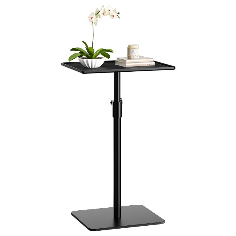 RCHYFEED Metal End Table Height Adjustable Side Tables Living Room Small Side Table for Small Spaces with Matte Black Tray Square Drink Coffee Tables Sofa Table for Bedroom Sofa Tray Table Indoor