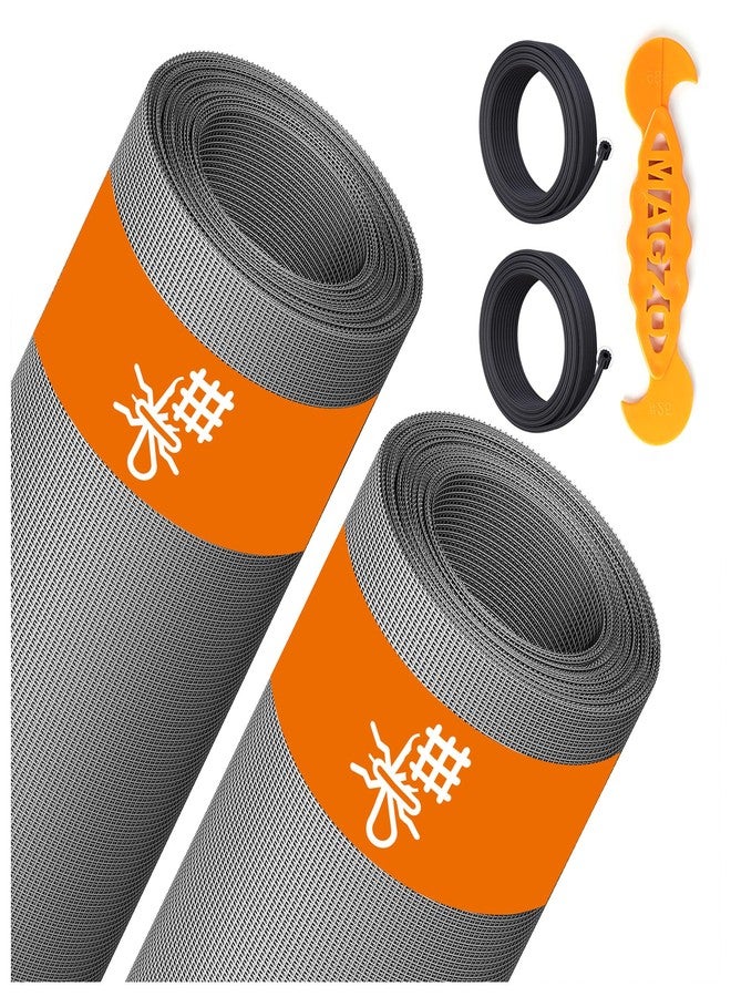 MAGZO 2PACK Window Screen Replacement, 48"W x 99"L x 1/64"T, Durable Fireproof Material Friendly for Pets, DIY Adjustable Screen for Windows&Doors Fits Any Smaller Size (Gray) - Image 1