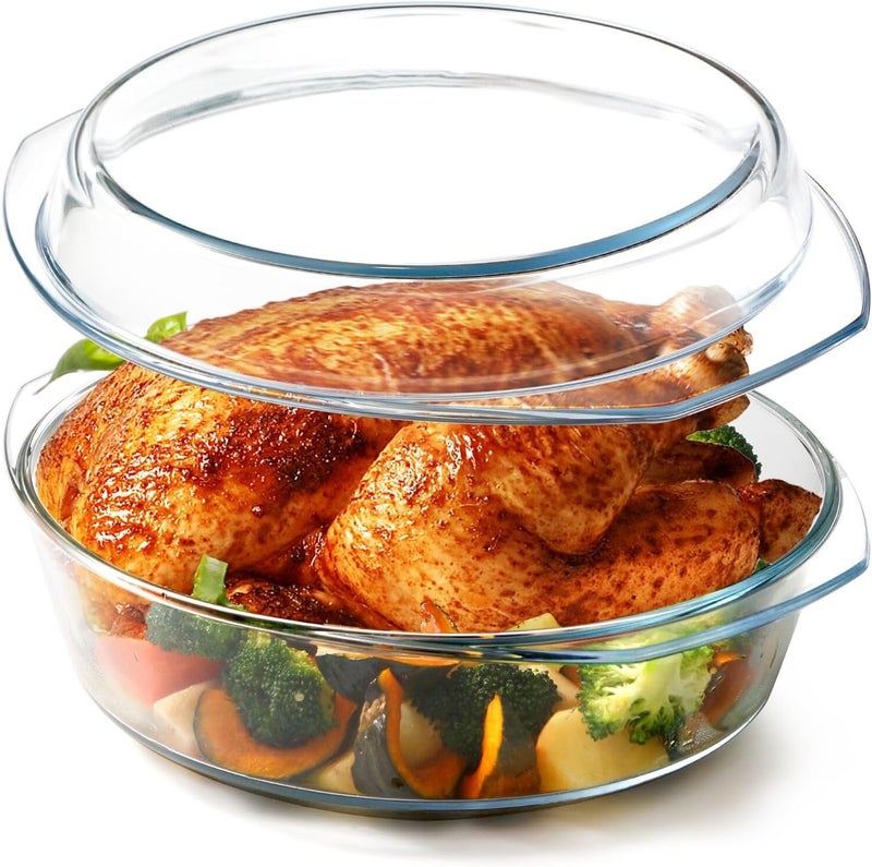 Femora Borosilicate Serving Bowl 1 Year Warranty Glass Casserole Set Glass Bowl with Lid Microwave Safe Bowl Set Dishwasher and Freezer Safe Deep Round Pack of 12000ML - Image 2