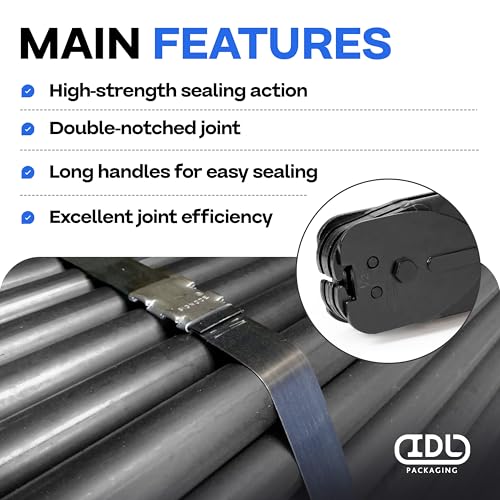 IDL Packaging ختم/ضغط أمامي مزدوج الشقوق IDL Packaging C-3124 لربط الفولاذ 1/2 بوصة - أداة متينة بمقبض طويل - جيدة للتشغيل الأفقي والرأسي - أجزاء فولاذية معالجة حرارياً - Image 4