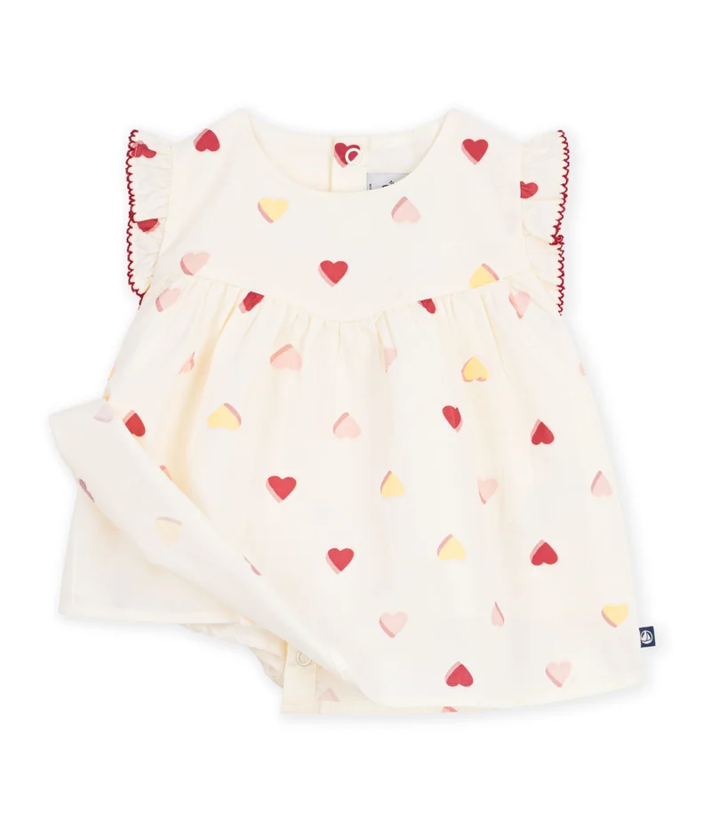 بيتي باتو Babies' Sleeveless Heart-Print Cotton Poplin Blouse