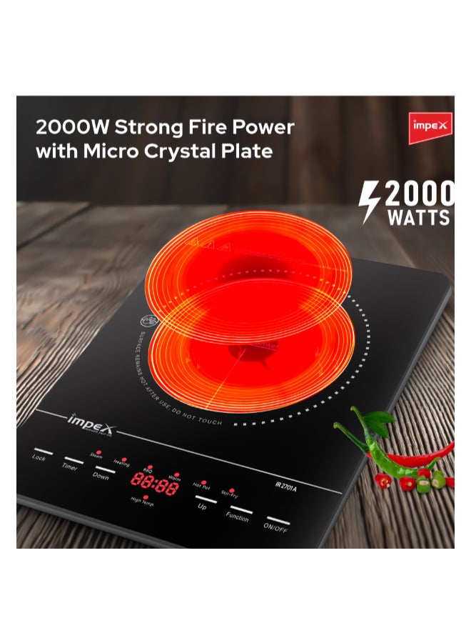 Impex Infrared Cooker With 4 Digit LED Display And Push Button Control,10 Temperature Settings And 6 Cooking Mode 3hrs Programmable Timer Compatible With All Cookware IR 2701A Black - Image 4