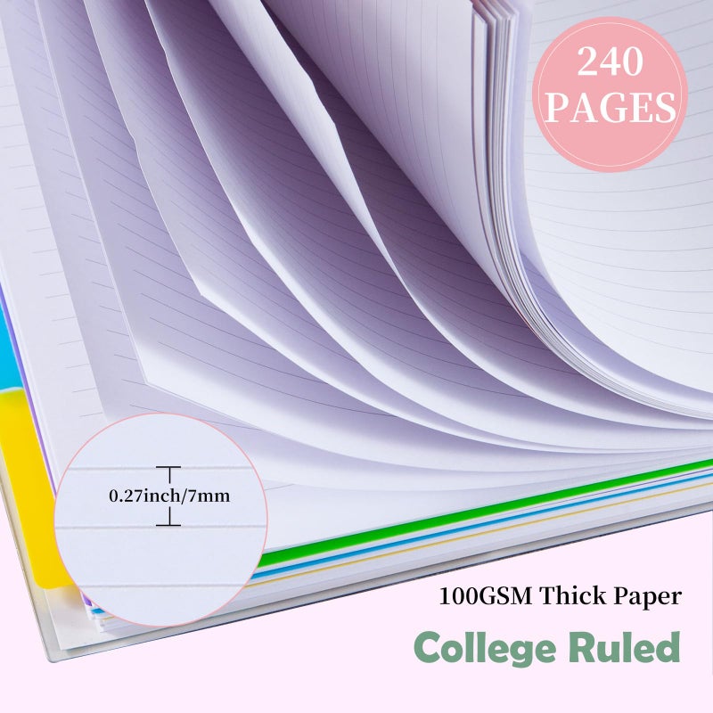 Kutoda 5 Subject Notebook College Ruled, A5 Spiral Notebook with Removable Pocket Dividers Tabs, Lined Organizer Notebook Journal for Women, 240 Pages Notebooks for Work School Note Taking, Blue Marble - Image 4