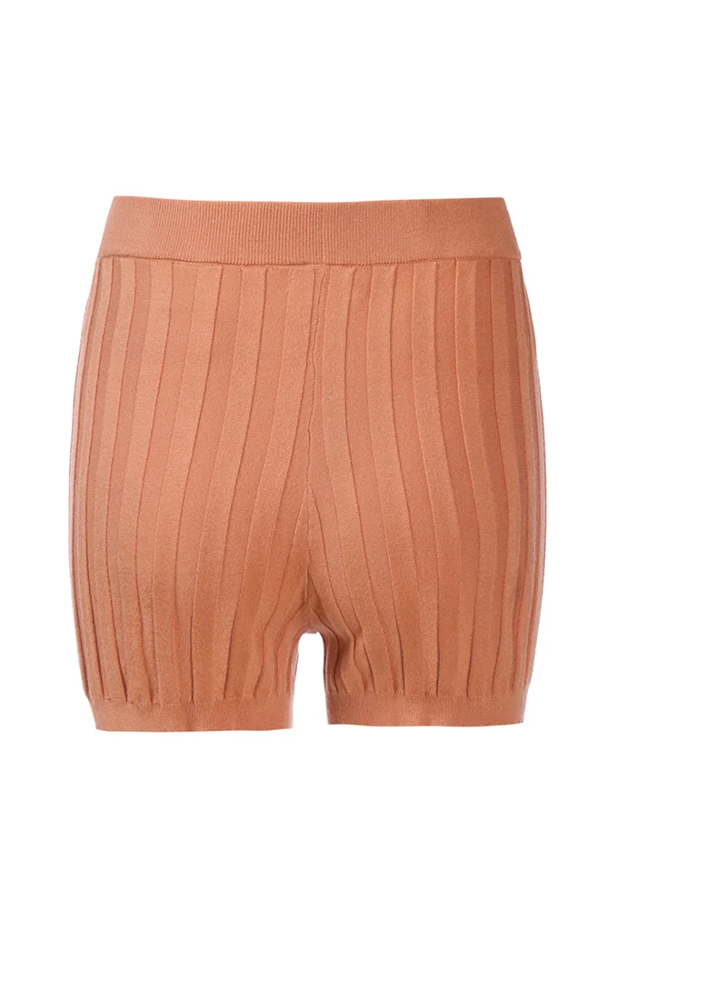 London Rag Solid Rib Knit Shorts in Desert Sand