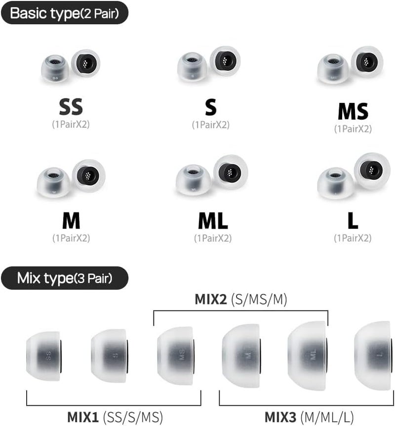 AZLA SednaEarfit MAX لسماعات Galaxy Buds 2 Pro باللون الأسود الشبح (SS)، نصائح سماعات الأذن لسماعات الرأس اللاسلكية، نصائح استبدال سماعات الأذن لإلغاء الضوضاء، نصائح أذن معتمدة من سامسونج لسماعات Galaxy Buds 2 Pro