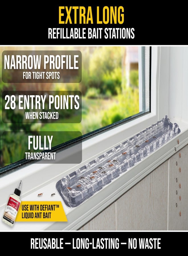 Catchmaster DEFIANT Extra Long Reusable Ant Traps Indoor (8 Pack) For Narrow Spaces - Liquid Ant Killer - Bait NOT Included - Stackable, Translucent Design - 28 Entry Points For Maximum Access - Image 2