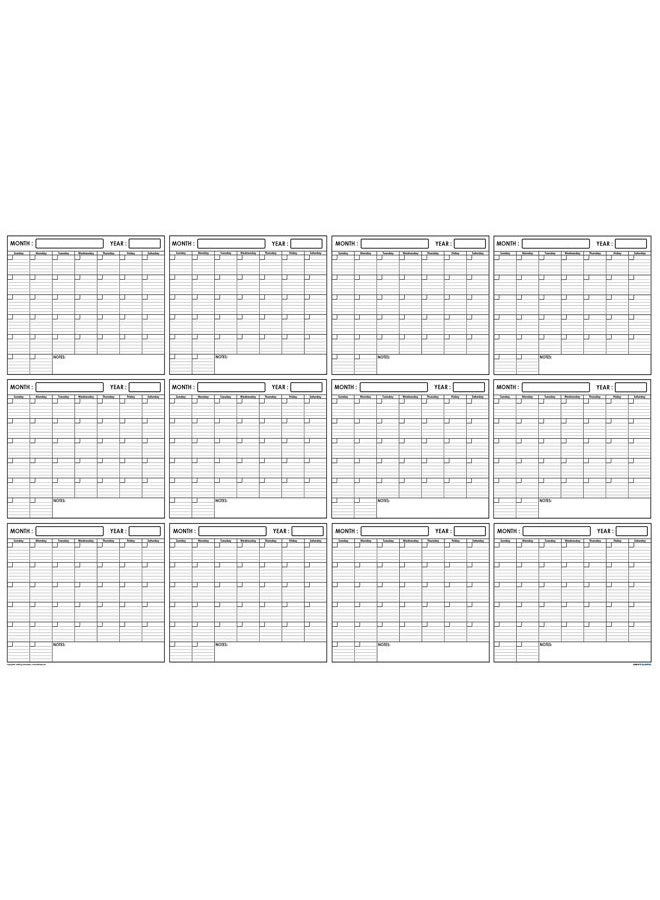 SwiftGlimpse (32x48) - XLarge Yearly Wet & Dry Erase Blank Reusable Undated Wall Calendar Planner for Office Academic Home 12-Month Project Calendar - Image 1