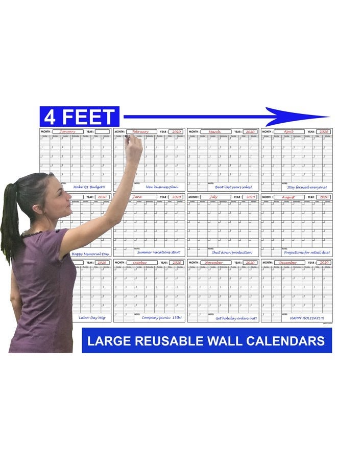 SwiftGlimpse (32x48) - XLarge Yearly Wet & Dry Erase Blank Reusable Undated Wall Calendar Planner for Office Academic Home 12-Month Project Calendar - Image 3