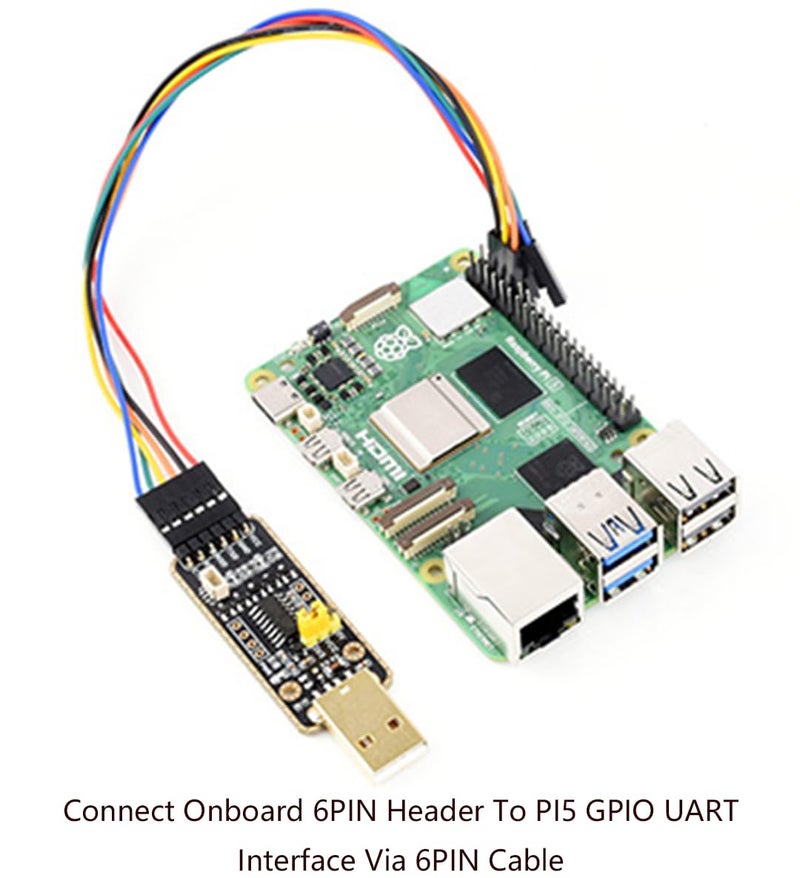 Wonrabai USB to UART Debugger Module for Raspberry Pi 5, Type-A Port, Onboard UART Connector, Supports Multiple Connection Methods/Multi-System Linux, Android, Windows 7/8/8.1/10/11,etc. - Image 5