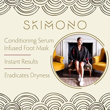 Skimono قناع القدم المكثف الجوارب المرطبة هدية تدليل مغذية زبدة الشيا البابونج زيت الزيتون وزيت شجرة الشاي للعناية بالبشرة لنعومة الكعبين 30 دقيقة سبا تجميل منزلي بواسطه SKIMONO 4 أزواج - Image 2