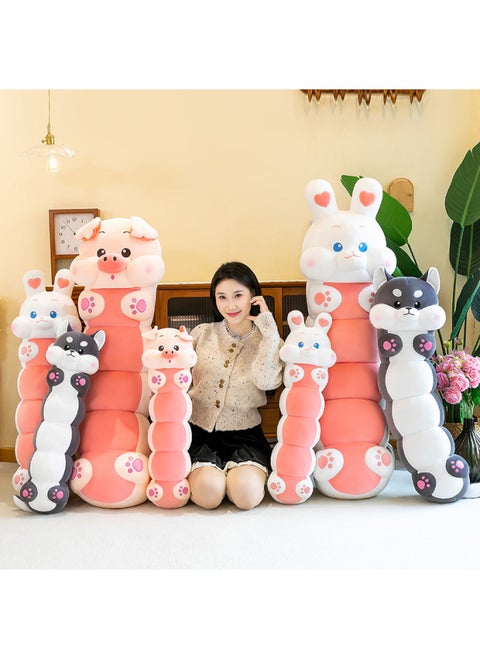 Caterpillar Pillow For Girls To Sleep With Legs And Side Sleeping, Customized Logo Pattern Long Pillow Pillow Plush Toy-Specification:90cm Caterpillar Pillow-Color:Piggy Style