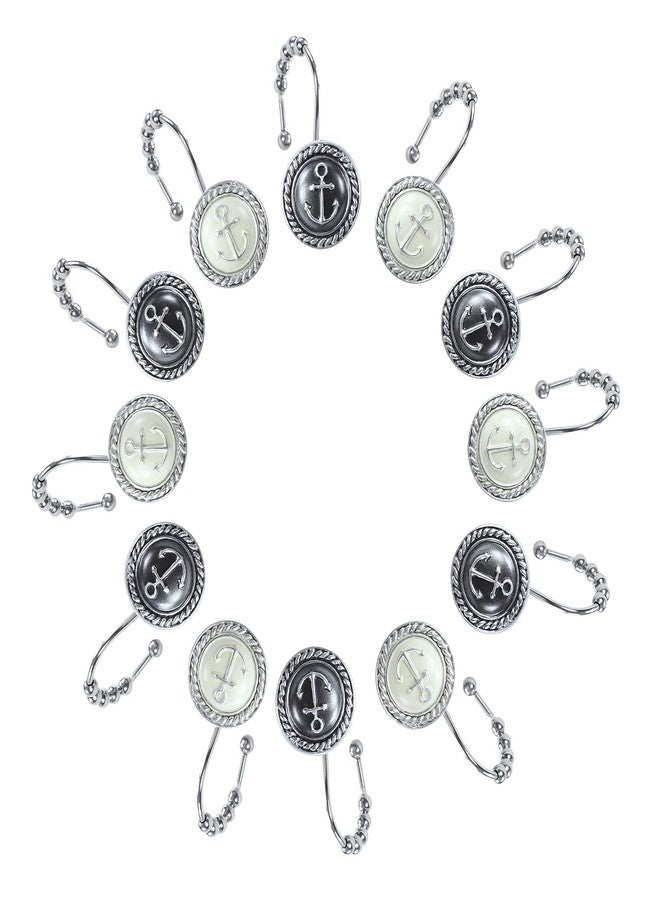 MVSUTA Aviation Decorative Shower Curtain Hooks,5 Roller Ring Balls Designed Hooks for Bathroom Curtains,Set of 12 - Image 5