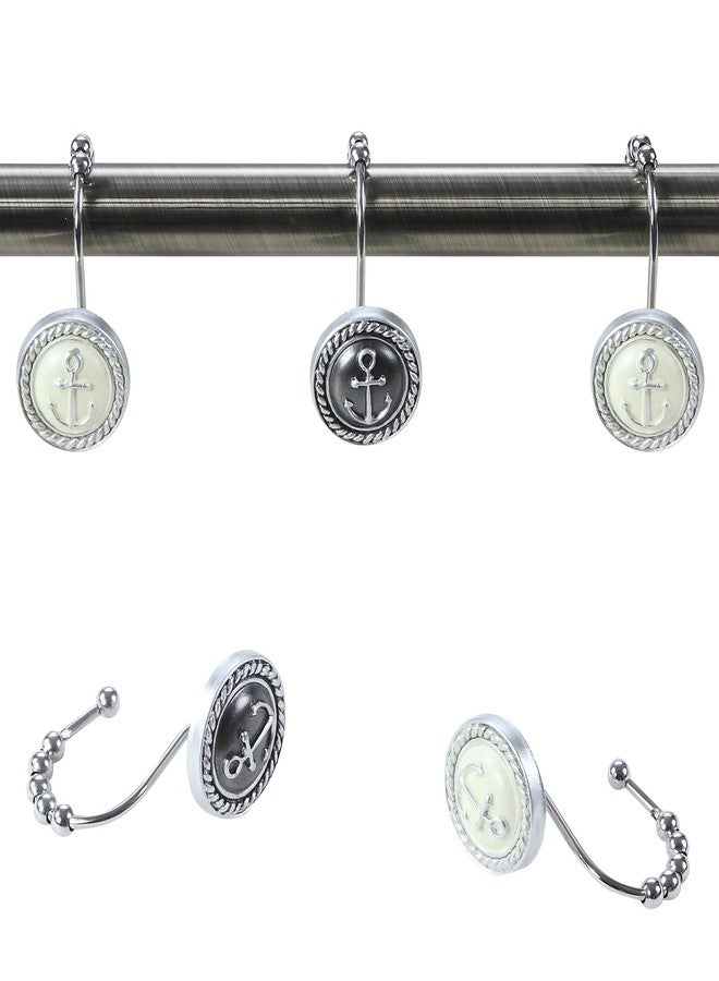 MVSUTA Aviation Decorative Shower Curtain Hooks,5 Roller Ring Balls Designed Hooks for Bathroom Curtains,Set of 12 - Image 1