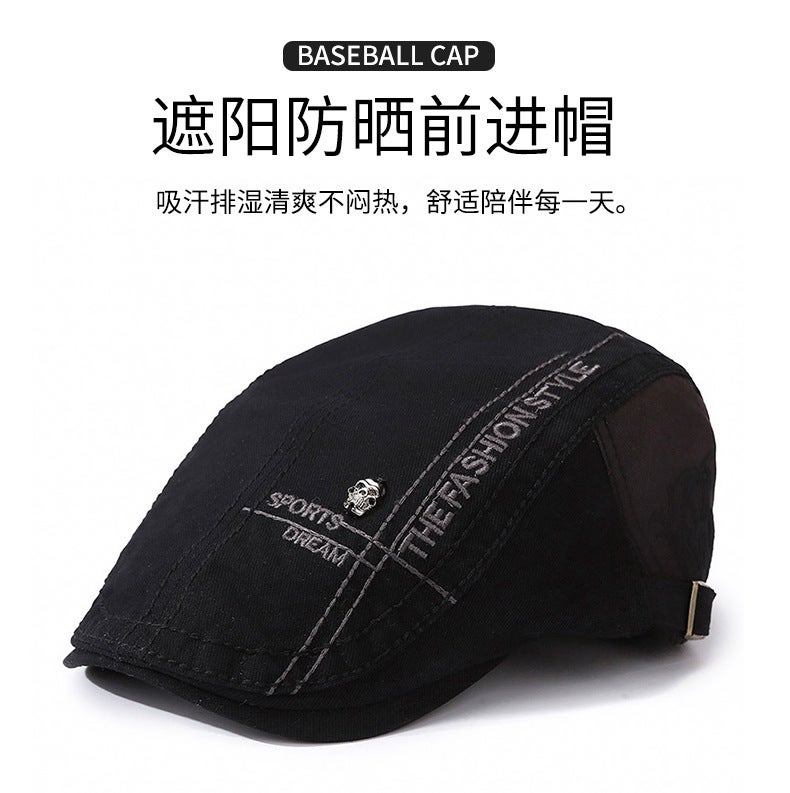 Beret Unisex Spring Summer Skull Rivet British  Sunshade Hat - Image 2