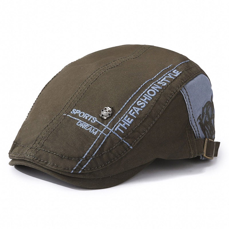 Beret Unisex Spring Summer Skull Rivet British  Sunshade Hat - Image 1