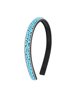 Wecoe Blue Headband Women Comb Headband With Teeth Bling Sparkly Beaded Headband Non Slip Fashion Hair Band Birthday Holiday Homecoming Hair Accessories For Women Girls Gifts  - Image 1
