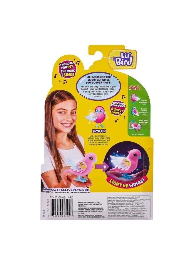 LITTLE LIVE PETS طائر صغير حزمة واحدة: سكايلي | طائر تفاعلي، 20+ صوت، أجنحة مضيئة، يكرر ما تقوله - Image 3