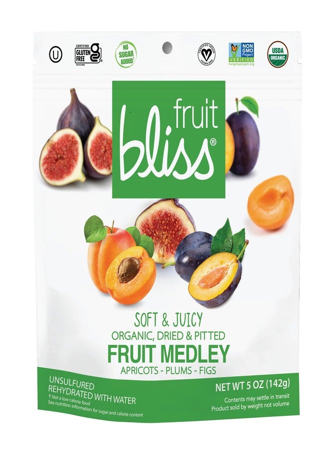 FRUIT BLISS مزيج الفواكه المجففة من فواكه بلِس - مزيج من المشمش المجفف العضوي، البرقوق والتين - وجبات خفيفة من الفواكه العضوية، وجبات خفيفة من الفواكه المجففة، أكياس قابلة لإعادة الإغلاق، وجبات خفيفة نباتية خالية من الغلوتين (6 عبوات، 5 أونصات) - Image 1