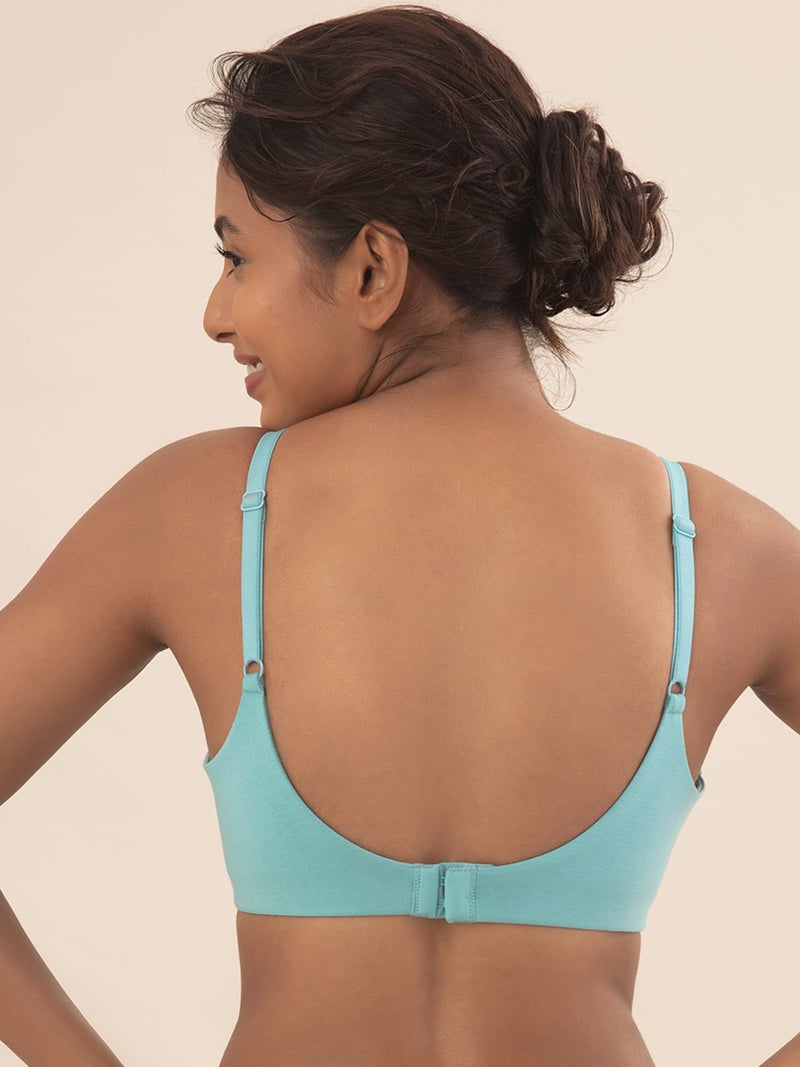 NYKD Wireless Everyday Cotton T-Shirt Bra for Women Daily Use - Wire-Free Shaping Bra, Padded, 3/4th Coverage - NYB094 (Blue,34C) - Image 3