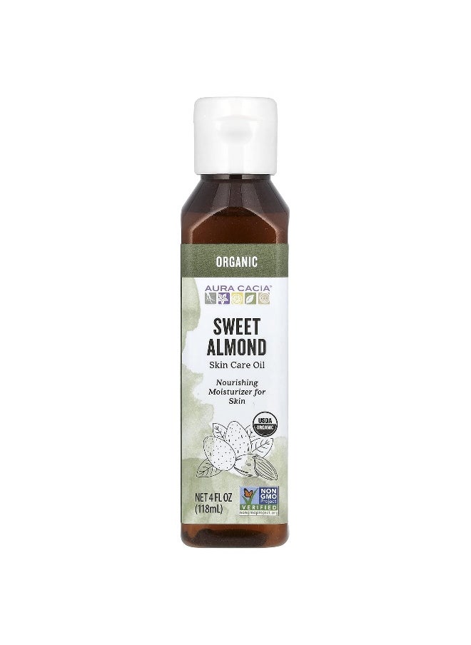Aura Cacia Aura Cacia, Organic, Skin Care Oil, Sweet Almond, 4 fl oz (118 ml)  - Image 1