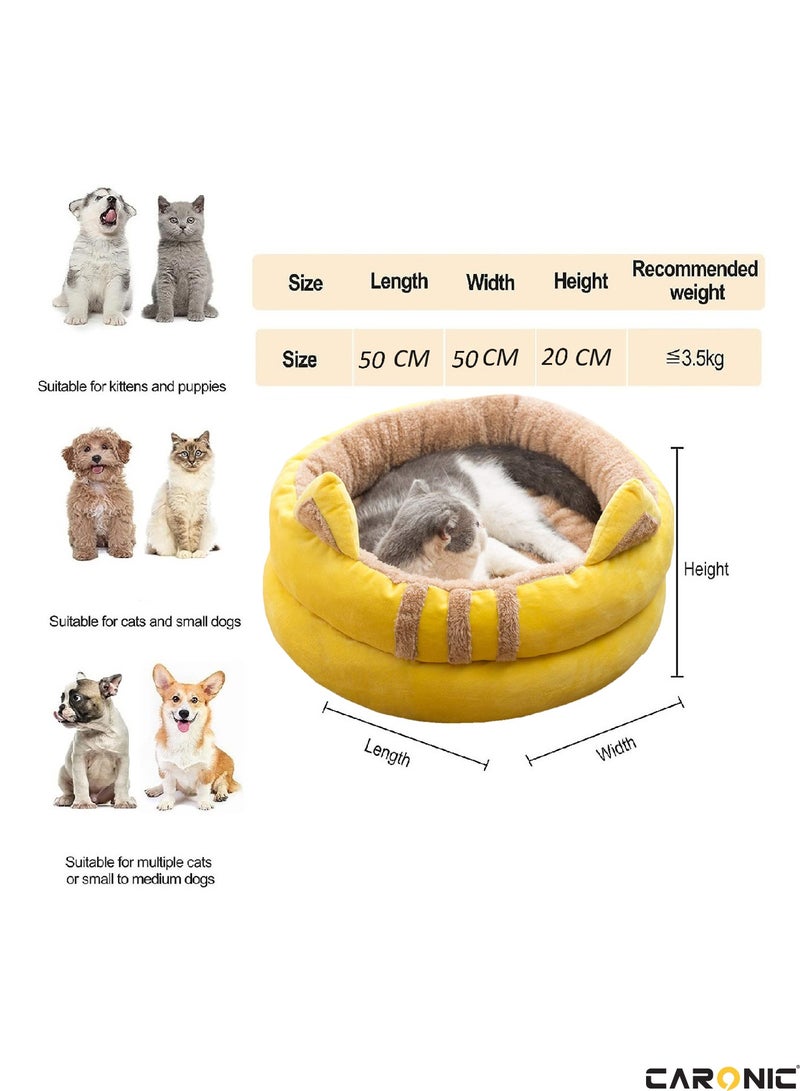 CARONIC Sofa Cute Comfortable Cozy Pet Sleeping Beds For Small Medium And Large Pets Soft Fluffy Faux Fur Cat Cushion Dog Bed 50Cm  - Image 4