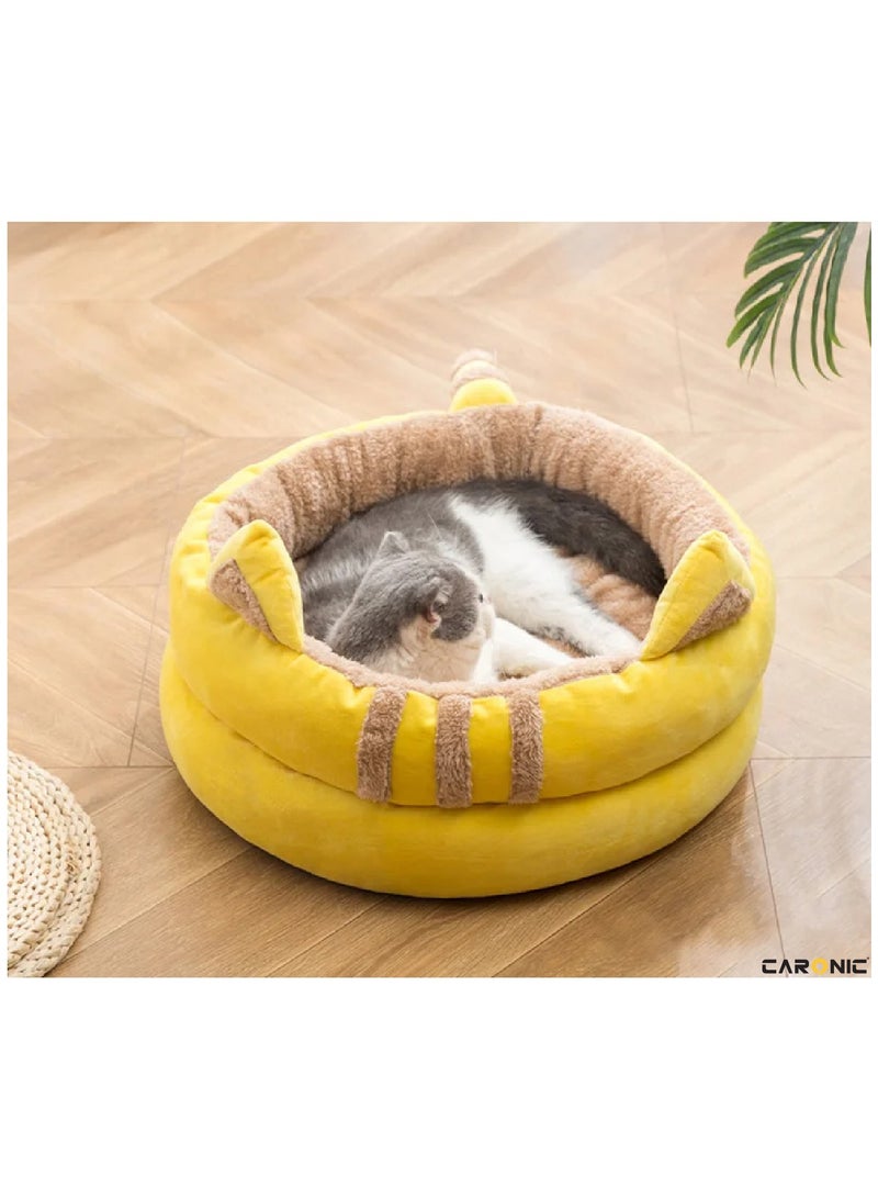 CARONIC Sofa Cute Comfortable Cozy Pet Sleeping Beds For Small Medium And Large Pets Soft Fluffy Faux Fur Cat Cushion Dog Bed 50Cm  - Image 2