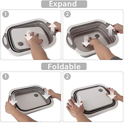 Vroxy Vroxy Silicone Vegetable Fruit Collapsible Cutting Board Wash and Drain Multifunction Foldable Sink Storage Space Saving Basket  - Image 3