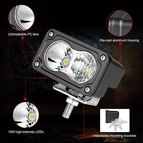 Auto Power Plus 3 Inch Driving Lights 2Pcs 40W LED Pod Light Off Road Spot Light Bar Super Bright Work Flood Light Cube Combo LED Bumper Lights Fog Light for Truck ATV UTV SUV Motorcycle Boat - Image 3