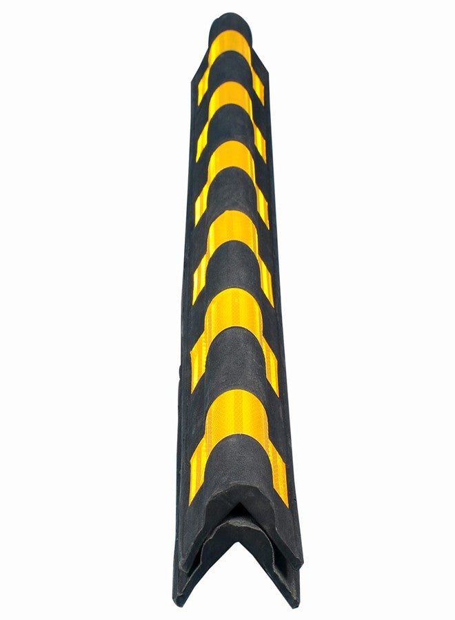 MINSALES 1000mm L-Shaped Rubber Corner Guards – Pack of 2 with Yellow Reflective Tape | High-Visibility Parking Pillar Protectors for Garage, Warehouse, and Wall Safety - Image 1
