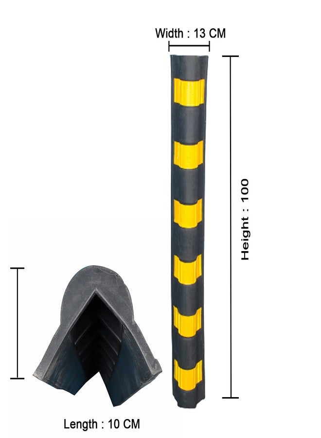 MINSALES 1000mm L-Shaped Rubber Corner Guards – Pack of 2 with Yellow Reflective Tape | High-Visibility Parking Pillar Protectors for Garage, Warehouse, and Wall Safety - Image 3