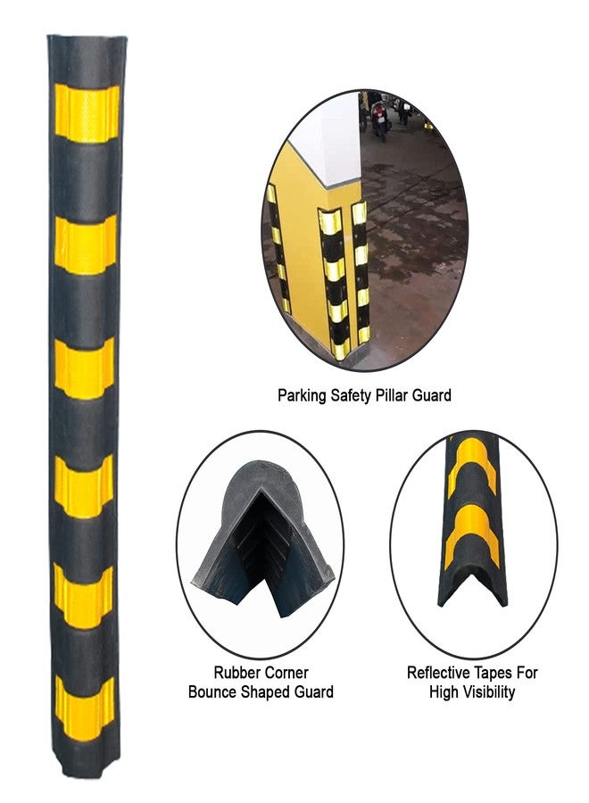 MINSALES 1000mm L-Shaped Rubber Corner Guards – Pack of 2 with Yellow Reflective Tape | High-Visibility Parking Pillar Protectors for Garage, Warehouse, and Wall Safety - Image 4