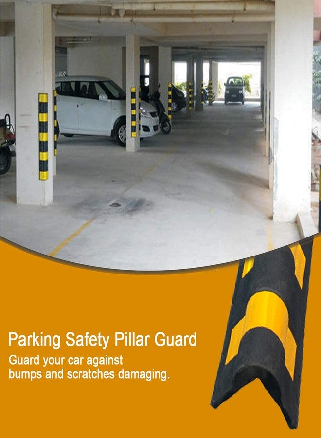 MINSALES 1000mm L-Shaped Rubber Corner Guards – Pack of 2 with Yellow Reflective Tape | High-Visibility Parking Pillar Protectors for Garage, Warehouse, and Wall Safety - Image 2