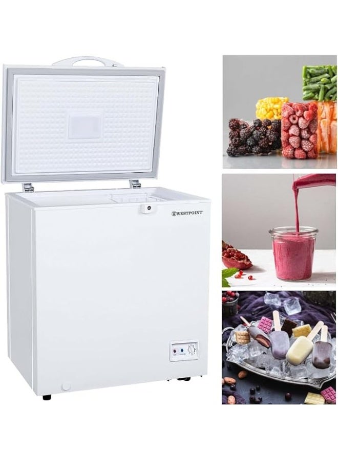 ويست بوينت Westpoint 160 Liters Chest Freezer with DUAL FUNCTION, CONVERTIBLE, Wire Storage Basket, LED Light,Lock & Key, Energy Efficiency Cooling Suitable for Home & Restaurants WDXN-1525EWL 240 W WDXN-1525EWL white - Image 1